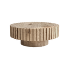 Modern minimalist circular coffee table 31.4'' with natural wood texture, stable and durable, enhancing spatial aesthetics suitable for living rooms, study rooms and offices.