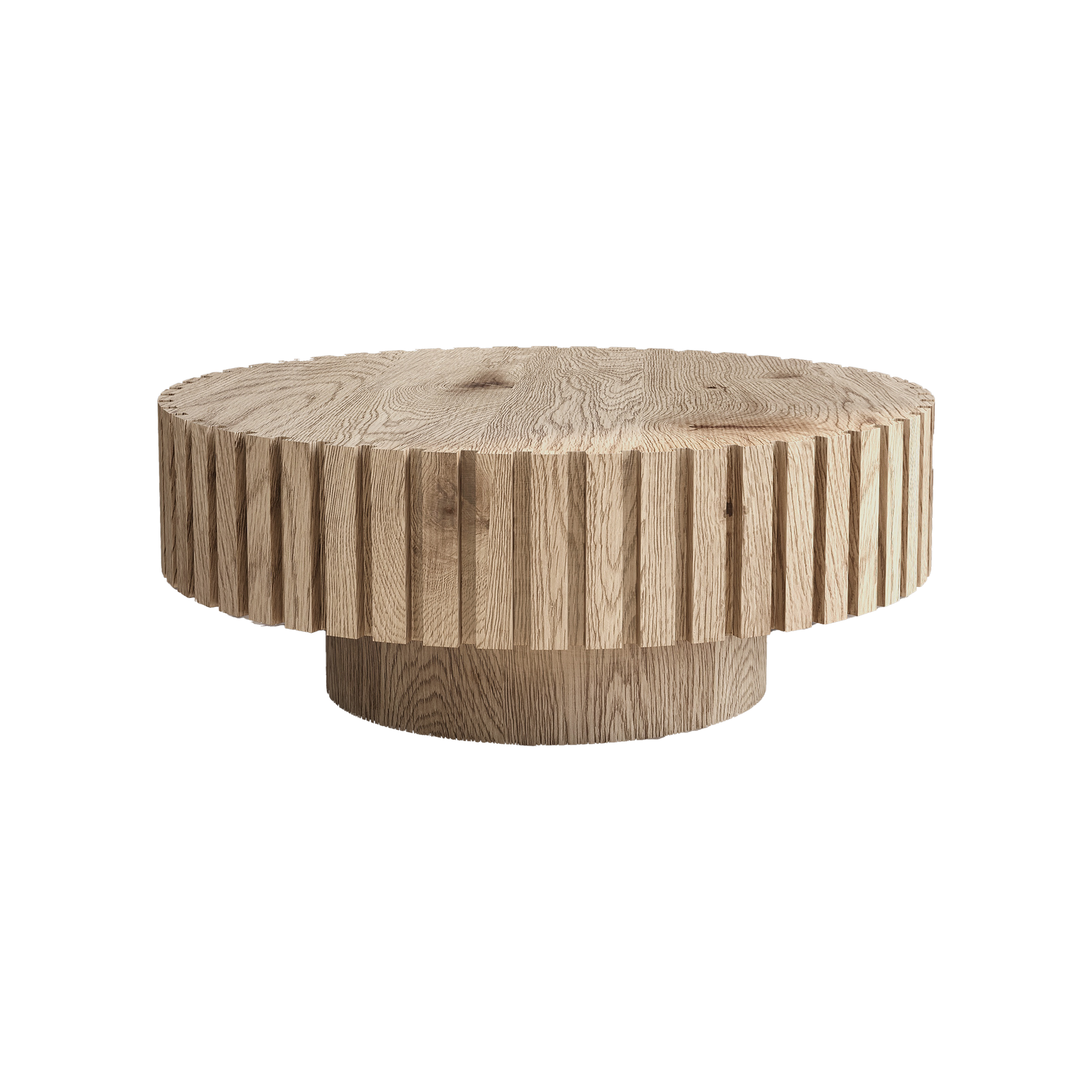 Modern minimalist circular coffee table 31.4'' with natural wood texture, stable and durable, enhancing spatial aesthetics suitable for living rooms, study rooms and offices.