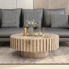 Modern minimalist circular coffee table 31.4'' with natural wood texture, stable and durable, enhancing spatial aesthetics suitable for living rooms, study rooms and offices.