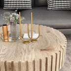 Modern minimalist circular coffee table 31.4'' with natural wood texture, stable and durable, enhancing spatial aesthetics suitable for living rooms, study rooms and offices.