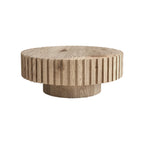 Modern minimalist circular coffee table 31.4'' with natural wood texture, stable and durable, enhancing spatial aesthetics suitable for living rooms, study rooms and offices.