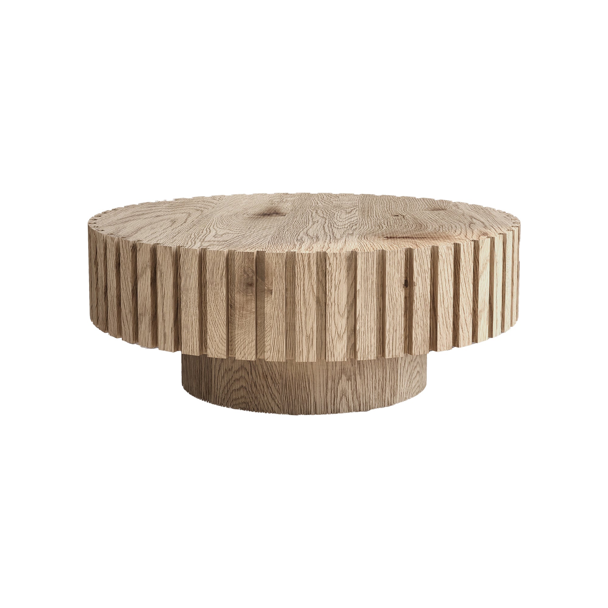 Modern minimalist circular coffee table 31.4'' with natural wood texture, stable and durable, enhancing spatial aesthetics suitable for living rooms, study rooms and offices.