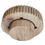 Modern minimalist circular coffee table 31.4'' with natural wood texture, stable and durable, enhancing spatial aesthetics suitable for living rooms, study rooms and offices.