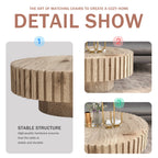 Modern minimalist circular coffee table 31.4'' with natural wood texture, stable and durable, enhancing spatial aesthetics suitable for living rooms, study rooms and offices.