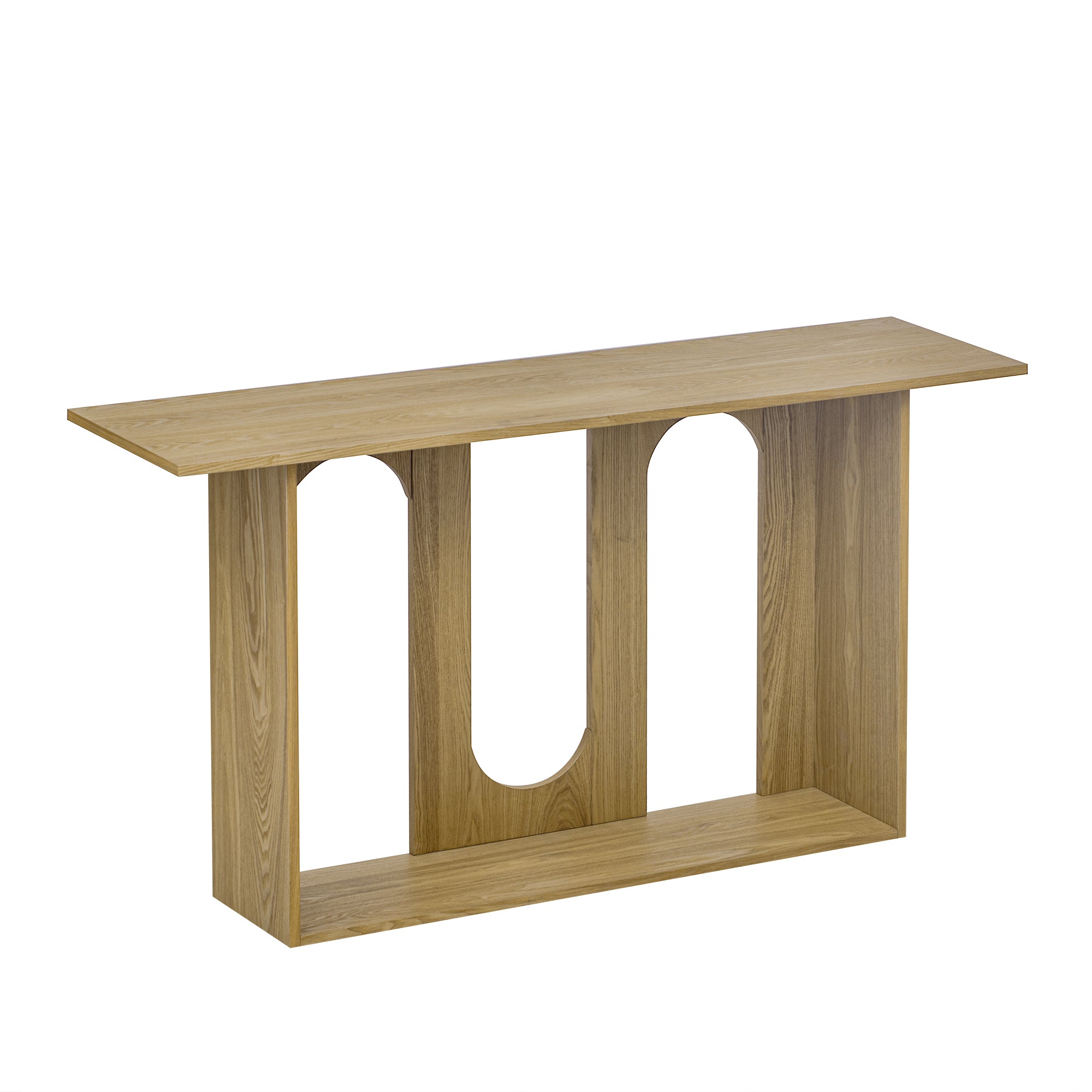 U_STYLE Modern and Curved Design Ash Veneer Console Table with Shelf,Suitable for Entryway,Hallway Living Room,Foyer,Corridor