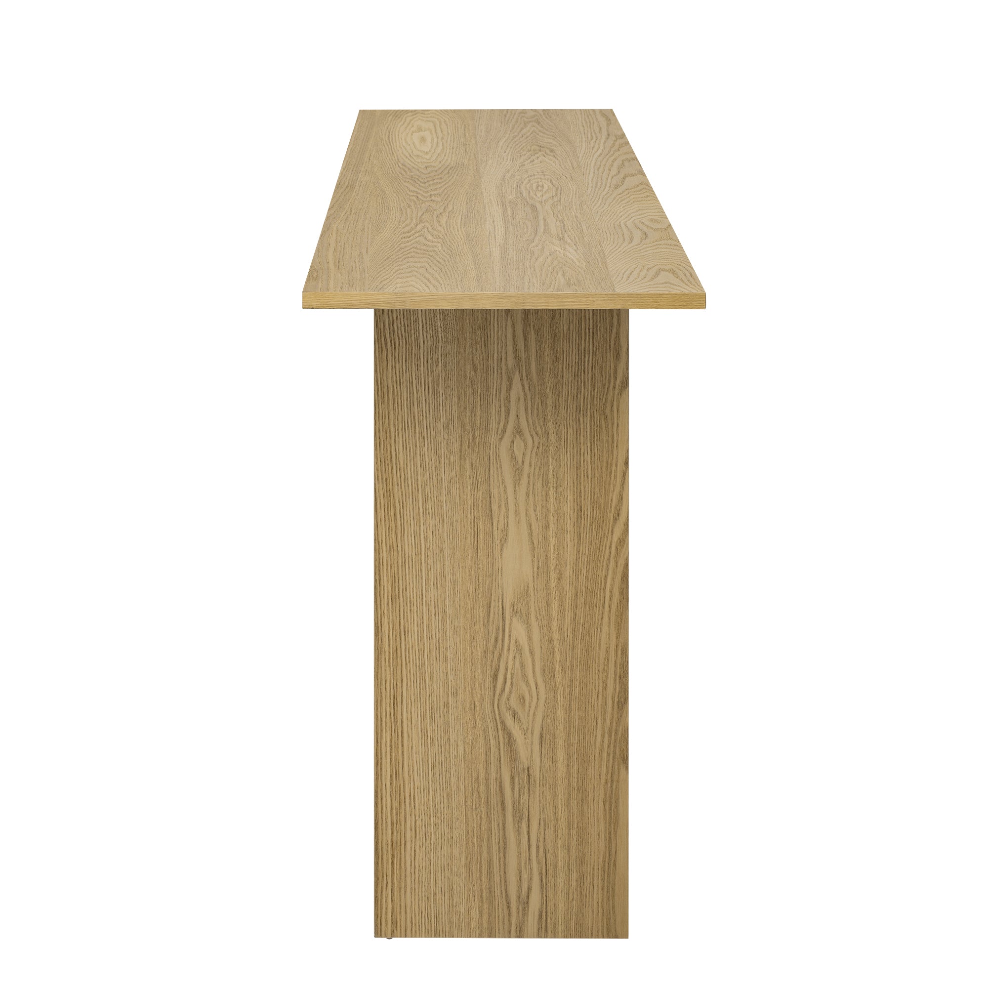 U_STYLE Modern and Curved Design Ash Veneer Console Table with Shelf,Suitable for Entryway,Hallway Living Room,Foyer,Corridor