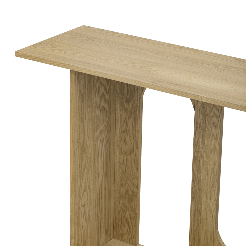 U_STYLE Modern and Curved Design Ash Veneer Console Table with Shelf,Suitable for Entryway,Hallway Living Room,Foyer,Corridor