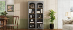 ON-TREND Free Standing 5 Tier Bookshelves, Bookcases Set of 2, Farmhouse Two-Tone Storage Cabinet with Adjustable Shelves, Modern 72'H Kitchen Pantry Cabinet for Living Room, Home Office, Grey