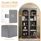 ON-TREND Free Standing 5 Tier Bookshelves, Bookcases Set of 2, Farmhouse Two-Tone Storage Cabinet with Adjustable Shelves, Modern 72'H Kitchen Pantry Cabinet for Living Room, Home Office, Grey