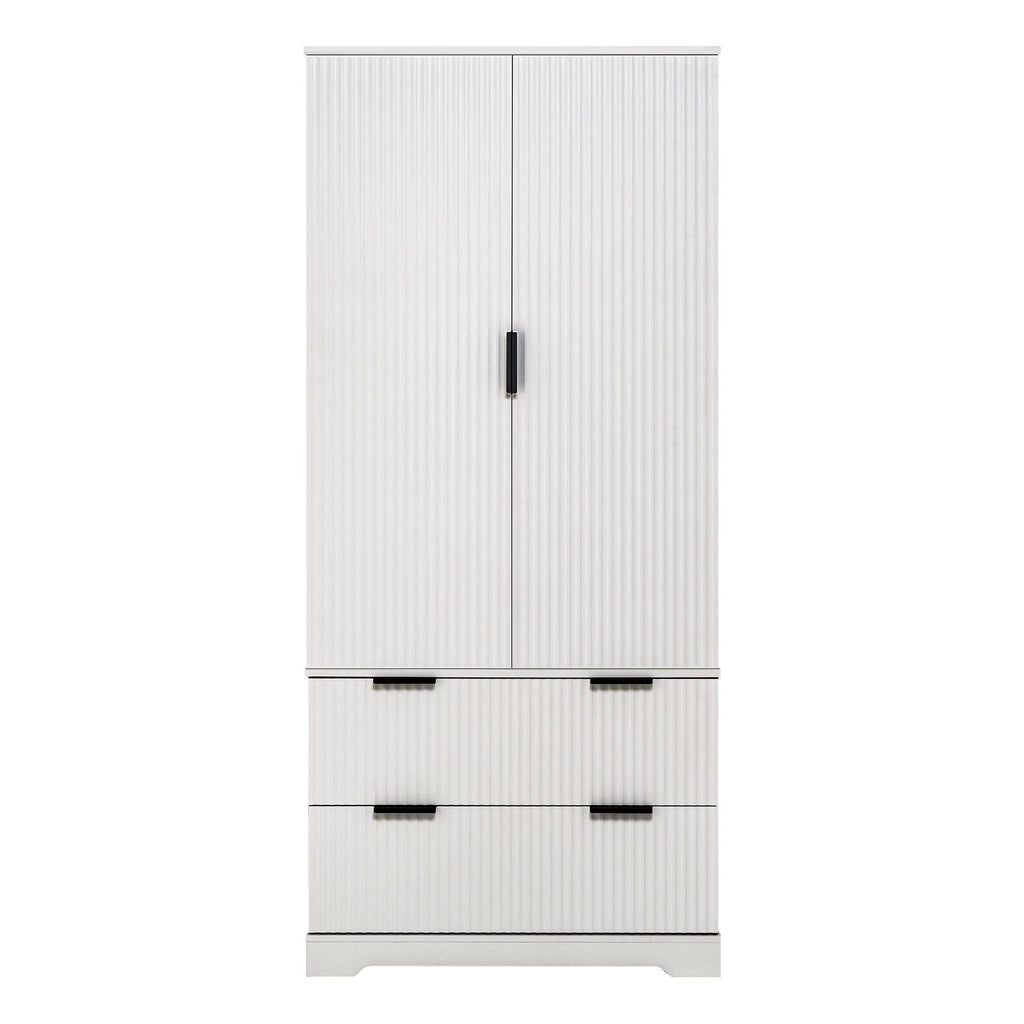Elegant Modern Fluted White Pantry Cabinet 72-Inch.