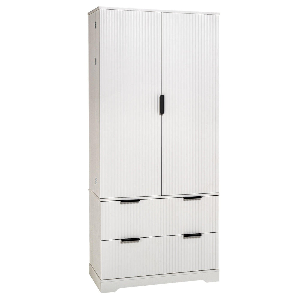 Elegant Modern Fluted White Pantry Cabinet 72-Inch.