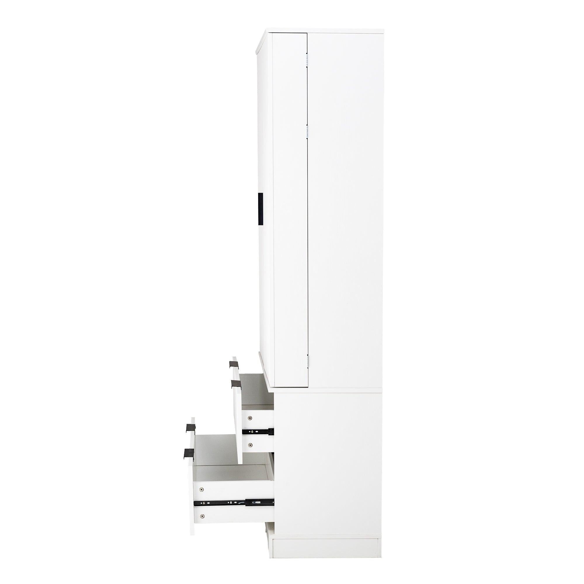 Elegant Modern Fluted White Pantry Cabinet 72-Inch.