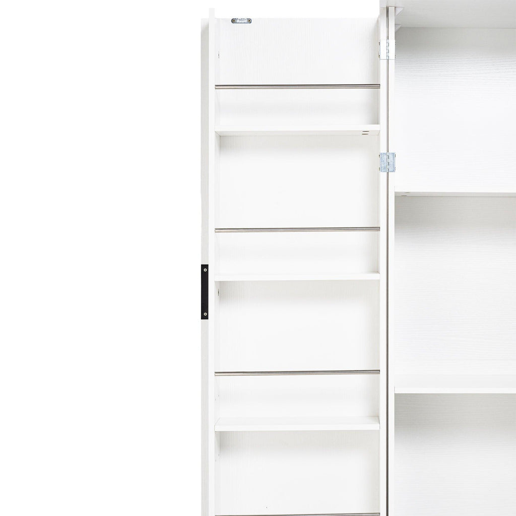 72' Modern Fluted Kitchen Pantry Cabinet with 2 Large Drawers & 8-Door Spice Rack, Freestanding Storage Organizer for Bathroom, Dining Room, Office, Entryway, White