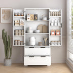 Elegant Modern Fluted White Pantry Cabinet 72-Inch.
