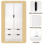 Elegant Modern Fluted White Pantry Cabinet 72-Inch.