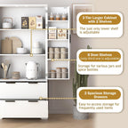 Elegant Modern Fluted White Pantry Cabinet 72-Inch.