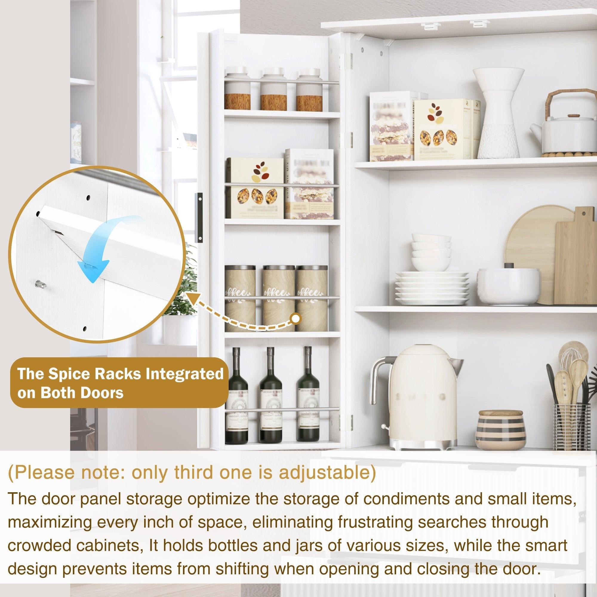 Elegant Modern Fluted White Pantry Cabinet 72-Inch.