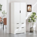 Elegant Modern Fluted White Pantry Cabinet 72-Inch.