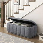 Modern Gray Storage Bench Cushion Seat 1pc Plywood Frame Fabric Upholstery Home Furniture