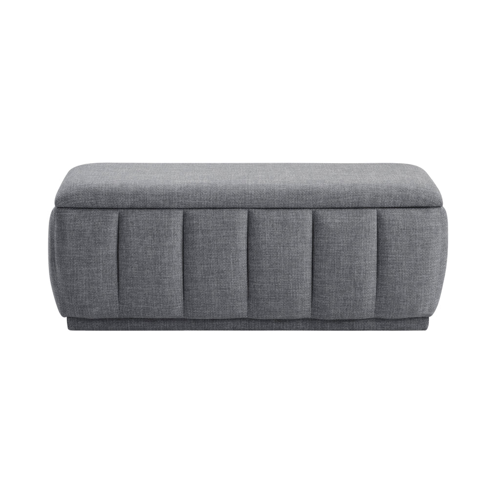 Modern Gray Storage Bench Cushion Seat 1pc Plywood Frame Fabric Upholstery Home Furniture