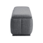 Modern Gray Storage Bench Cushion Seat 1pc Plywood Frame Fabric Upholstery Home Furniture