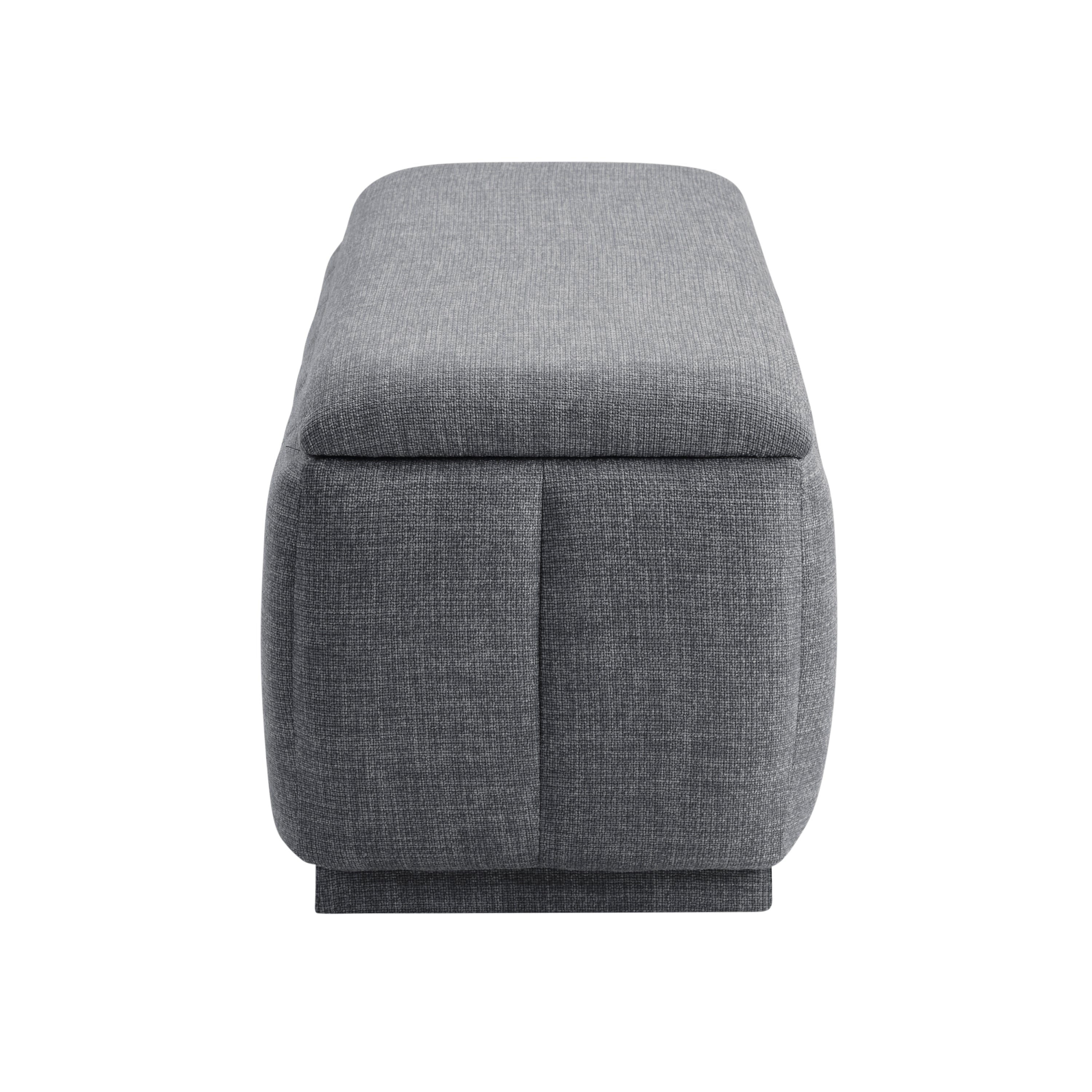 Modern Gray Storage Bench Cushion Seat 1pc Plywood Frame Fabric Upholstery Home Furniture