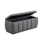 Modern Gray Storage Bench Cushion Seat 1pc Plywood Frame Fabric Upholstery Home Furniture