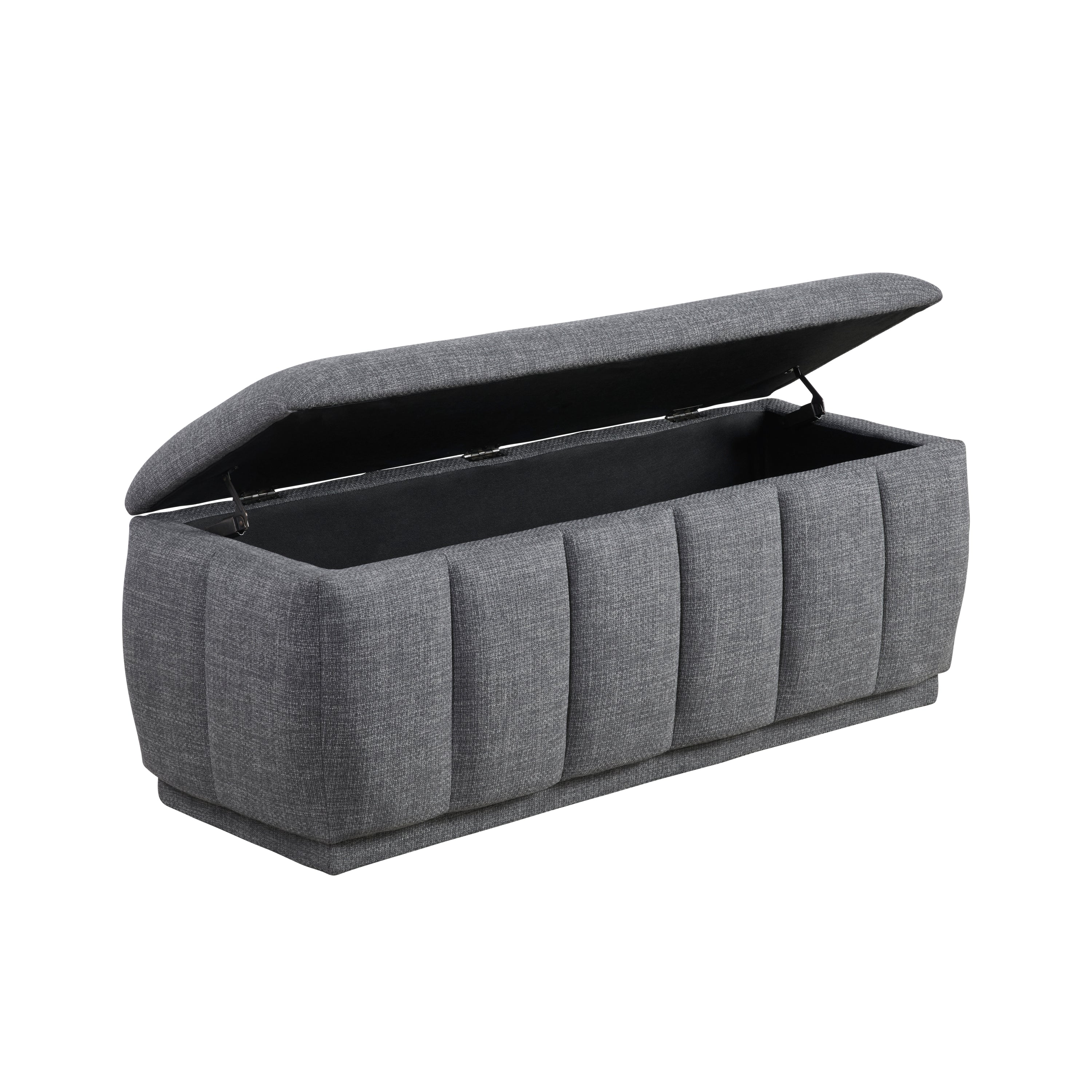 Modern Gray Storage Bench Cushion Seat 1pc Plywood Frame Fabric Upholstery Home Furniture