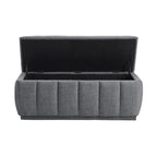 Modern Gray Storage Bench Cushion Seat 1pc Plywood Frame Fabric Upholstery Home Furniture