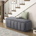 Modern Gray Storage Bench Cushion Seat 1pc Plywood Frame Fabric Upholstery Home Furniture