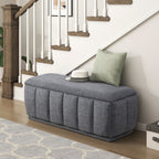 Modern Gray Storage Bench Cushion Seat 1pc Plywood Frame Fabric Upholstery Home Furniture