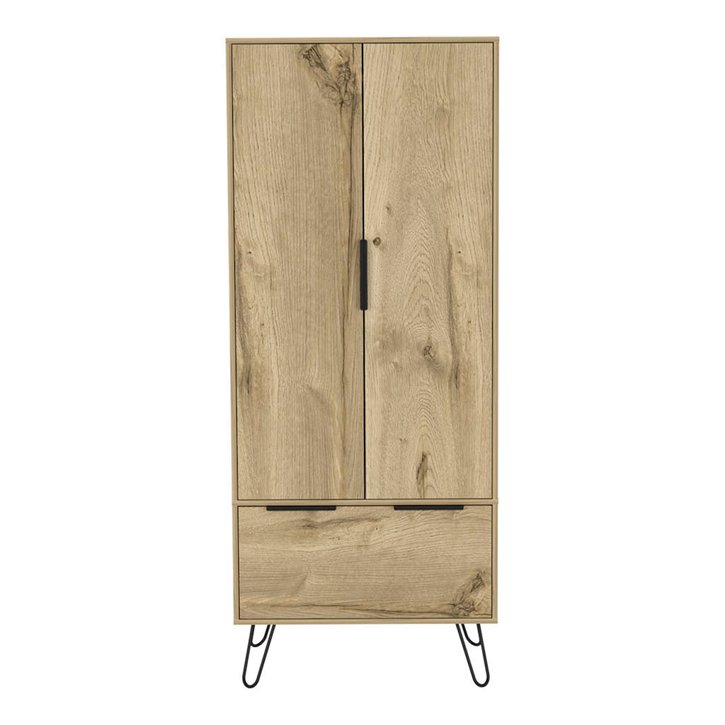 Augusta Armoire Closet, One Drawer, Double Door Cabinet -Light Oak