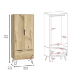 Augusta Armoire Closet, One Drawer, Double Door Cabinet -Light Oak