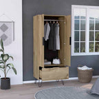 Augusta Armoire Closet, One Drawer, Double Door Cabinet -Light Oak