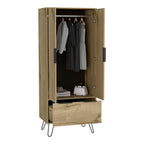 Augusta Armoire Closet, One Drawer, Double Door Cabinet -Light Oak