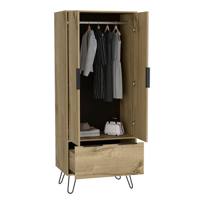 Augusta Armoire Closet, One Drawer, Double Door Cabinet -Light Oak