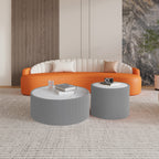 Light Marble Top Cylinder Shape Leather End modern Sofa Table for Living Room furniture End Table