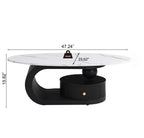 Modern Nesting Coffee Table Set of 2 End Table for Living Room, Oval and Round Table Set