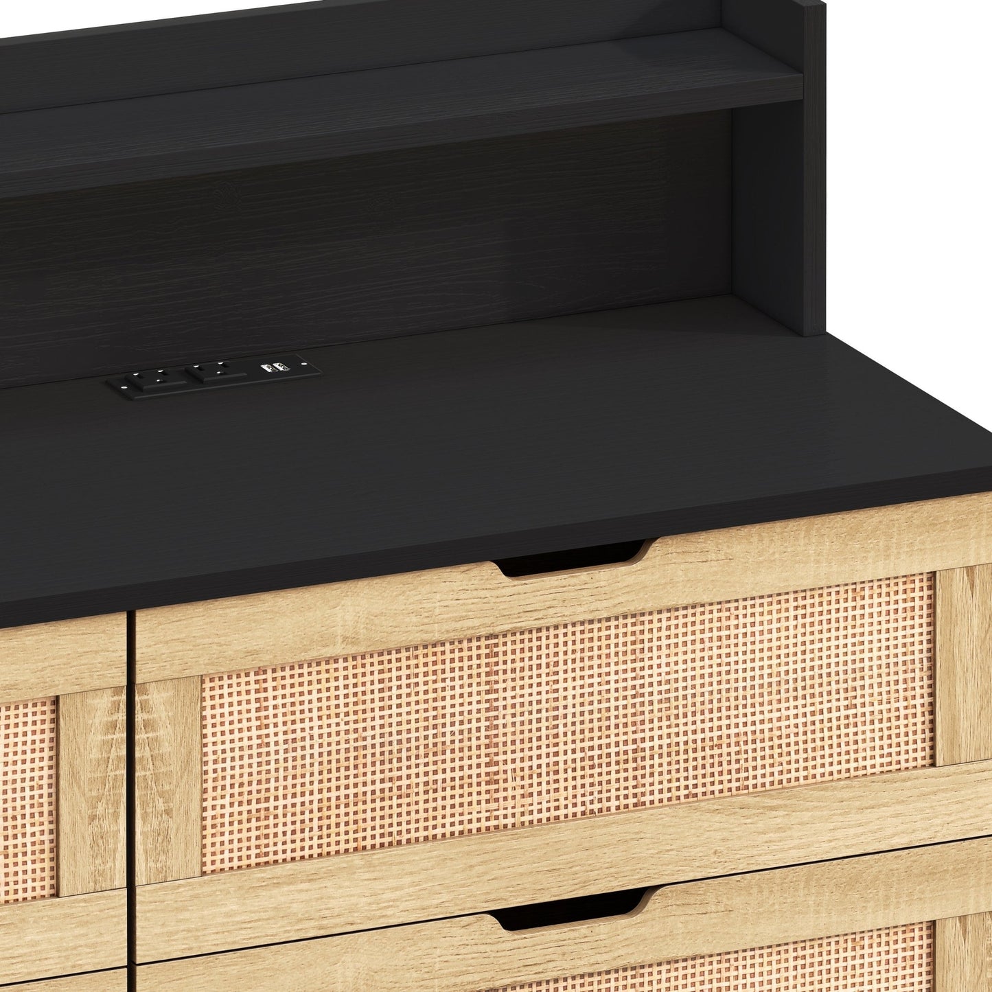 Alex Rattan Storage Cabinet w/ LED Lights & Power Outlets - Groovy Boardz