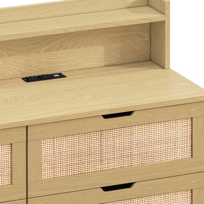 Alex Rattan Storage Cabinet w/ LED Lights & Power Outlets - Groovy Boardz
