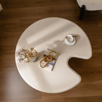 Circular Beige Cream Coffee Table Set Easy Assembly for Living Room