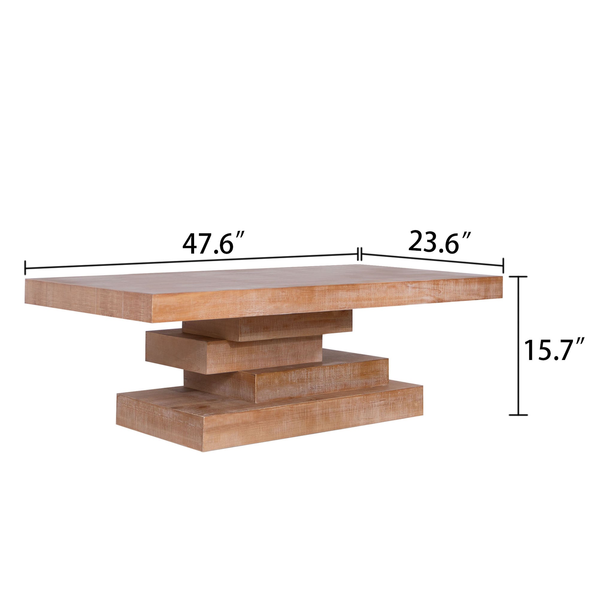 Modern Rustic Coffee Table – Rectangular Wood Center Table for Living Room