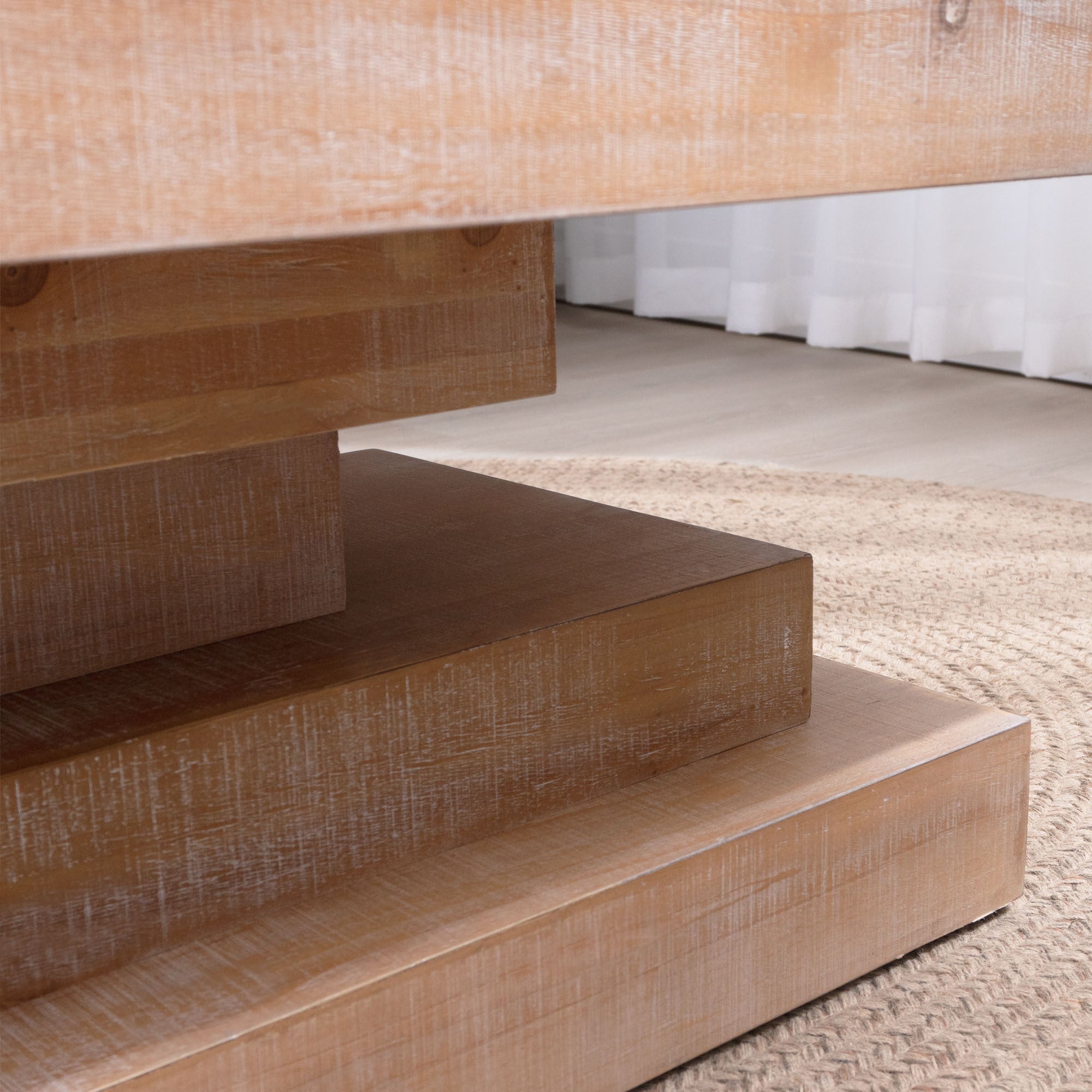 Modern Rustic Coffee Table – Rectangular Wood Center Table for Living Room