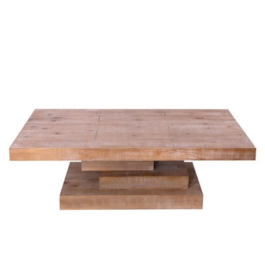 Modern Rustic Coffee Table – Rectangular Wood Center Table for Living Room