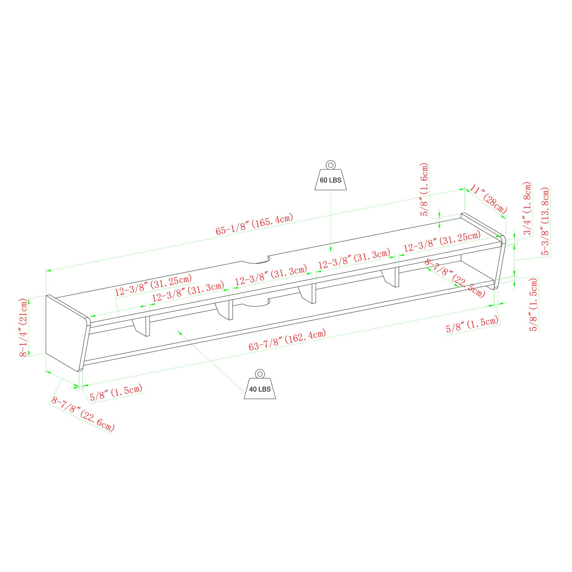 Modern Wall-Mounted Floating TV Stand – Coastal Oak