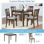 Elegant 5-piece Wooden Dining Table Set with 4 Chairs, Dining Table Set for 4 People, Modern 4 Person Dining Table Set for Living Room, Kitchen and Dining Room, Walnut Dining Table Set
