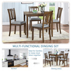 Elegant 5-piece Wooden Dining Table Set with 4 Chairs, Dining Table Set for 4 People, Modern 4 Person Dining Table Set for Living Room, Kitchen and Dining Room, Walnut Dining Table Set