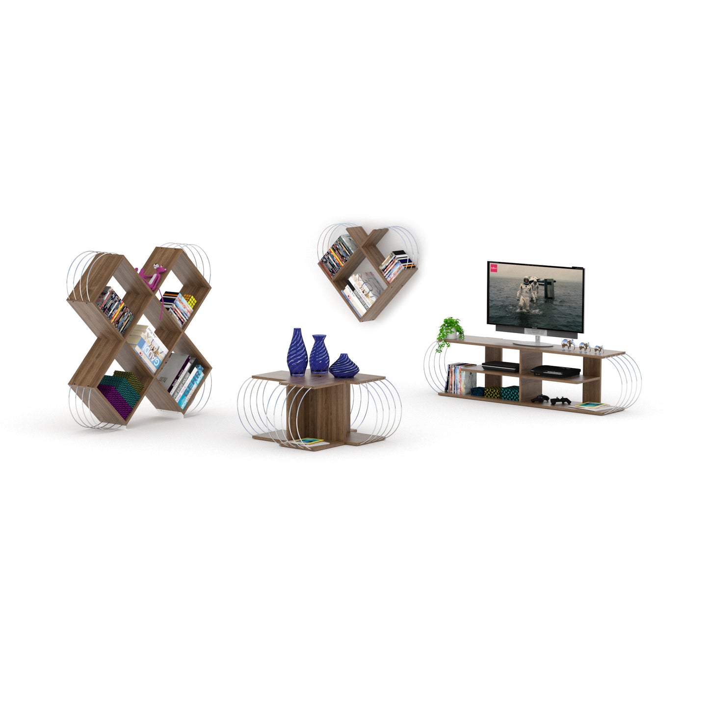 Case X Design Modern 5 Tier Bookcase