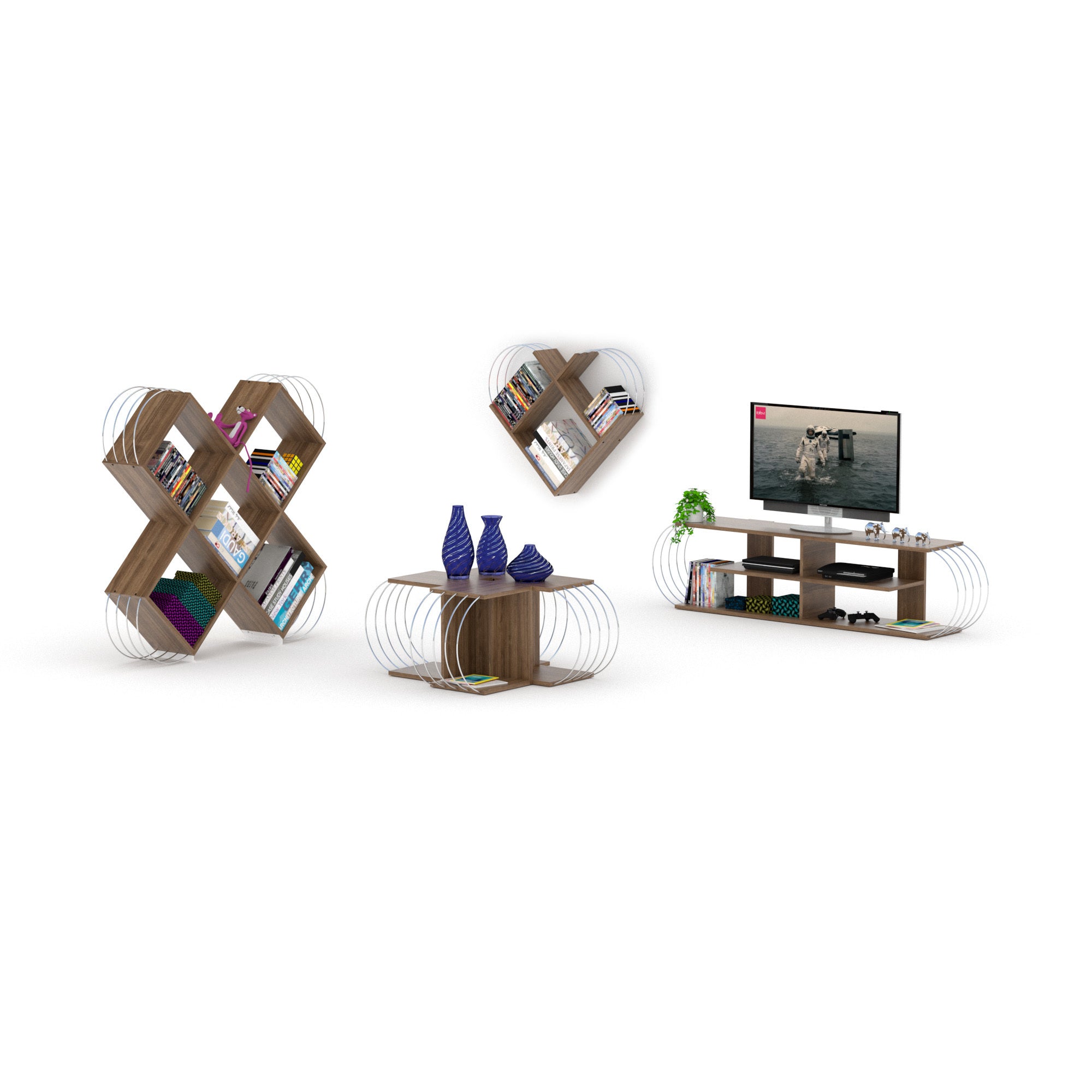 Case X Design Modern 5 Tier Bookcase