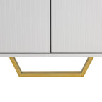 TREXM Modern sideboard with Four Doors, Metal handles & Legs and Adjustable Shelves Kitchen Cabinet (White)